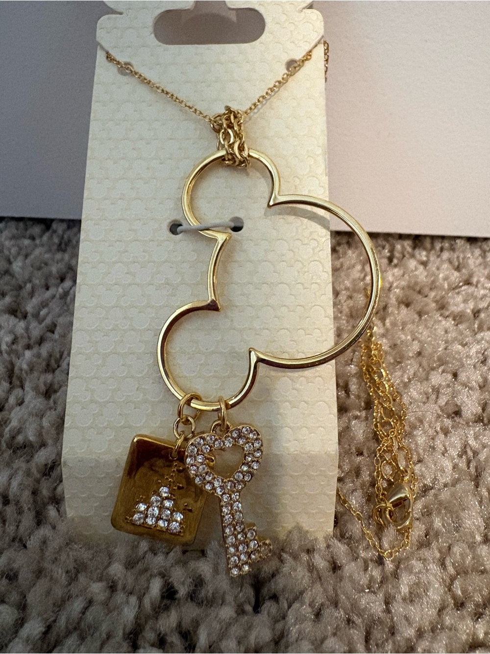Disney Gold Mickey, Heart Key & Castle Charm Pendant Necklace - Women's Jewelry